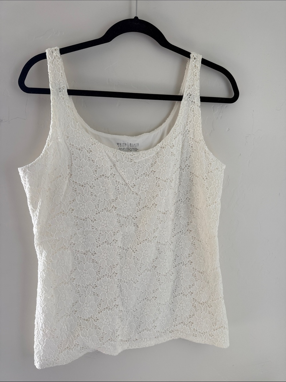 White House Black Market Off White Floral Lace Lined Camisole L